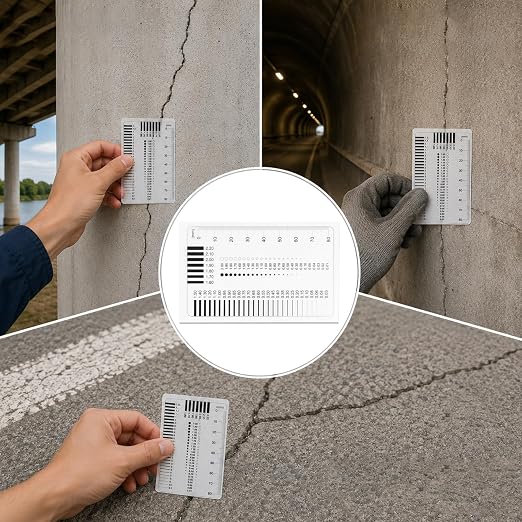 Concrete Crack Width Ruler, Clear Crack Width Gauge High-Precision Measurement Tool for Precise Inspection of Surface Defects (1 Piece)