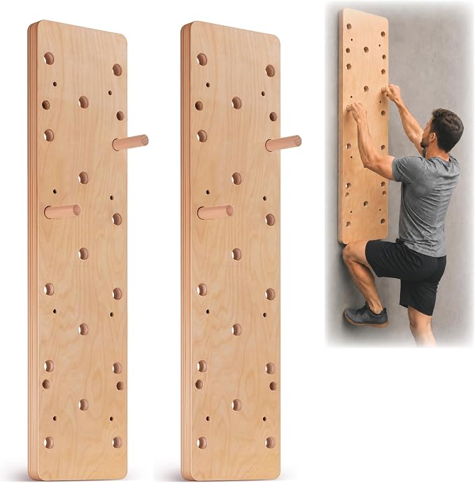 Extra-Thick Birch Climbing Peg Board for Wall Mounting, Heavy-Duty Wooden Climbing Board with Beech Grips & Rock Climbing Hold Inserts for Indoor Home Gym