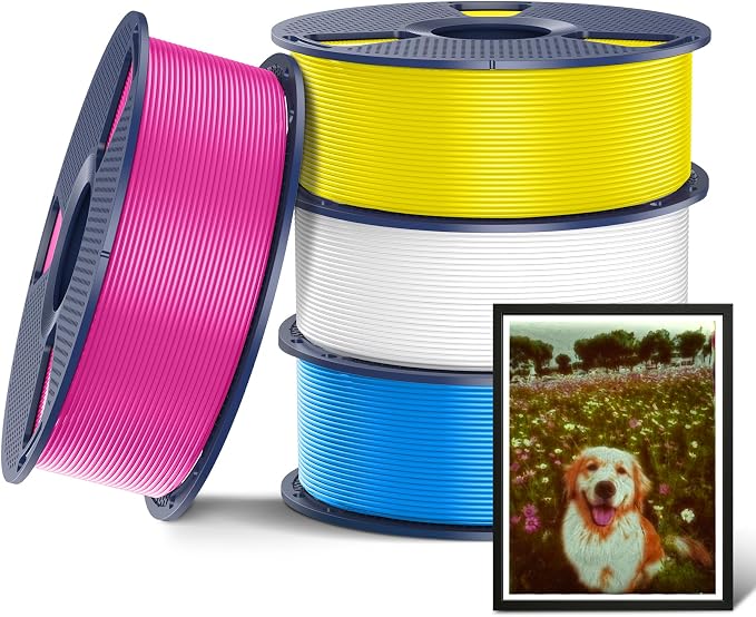 SUNLU CMYK Lithophane PLA+2.0 Filament Bundle, 4KG Upgrade PLA+ Filament 1.75mm, Tougher and Stronger, Dimensional Accuracy +/-0.02mm, 1KG per Spool, 4 Packs, 4KG Total, White+Magenta+Yellow+Cyan