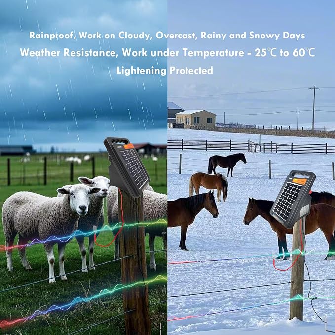 FenceMate 10 Miles Range Solar Fence Charger 0.2J for Containment of Livestock, Poultry, Pet, Hobby Farming, Portable Energizer for Exclusion of Rodent, Nuisance, Day & Night, All-Weather Protection