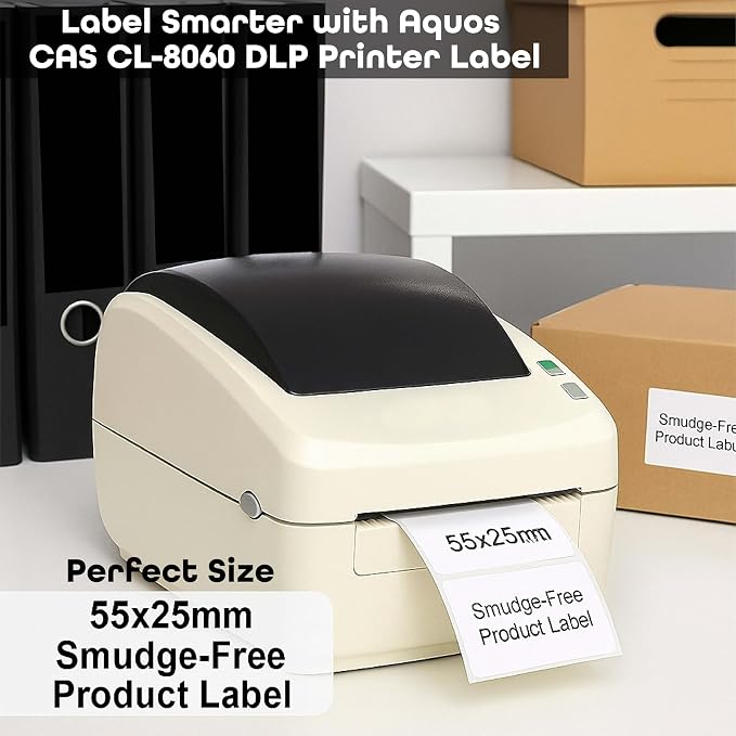 Aquos CAS CL-8060 Printing Scale Label Rolls | Direct Thermal Labels on Thermal Paper | Label Roll with Strong Adhesive | Pre-Cut | Smudge-Free | Made in USA