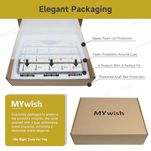 830Pcs M6 M8 M10 Flange Metric Bolt Assortment, Flanged Hex Head M6x1.0 Bolt M8x1.25 Bolt M10x1.5 Bolt Kit, 304 Stainless Steel Serrated Nuts and Bolts, Flat & Spring Washers by Mywish