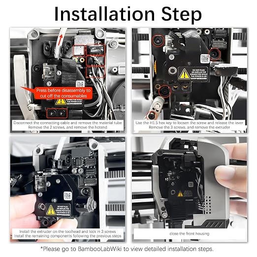 Original Stainless Steel P1 Extruder Unit for Bambu Lab P1P/P1S 3D Printer with Dual Gears for Increased Extrusion Force & Filament Run-Out Detection