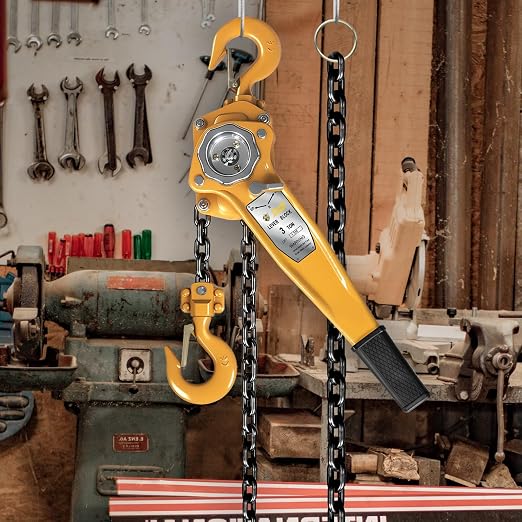 YELLOW JACKET 3 Ton Manual Lever Chain Hoist, G80 Galvanized Carbon Steel with Weston Double-Pawl Brake, Chain Come Along and Safety Measures for Chain Fall