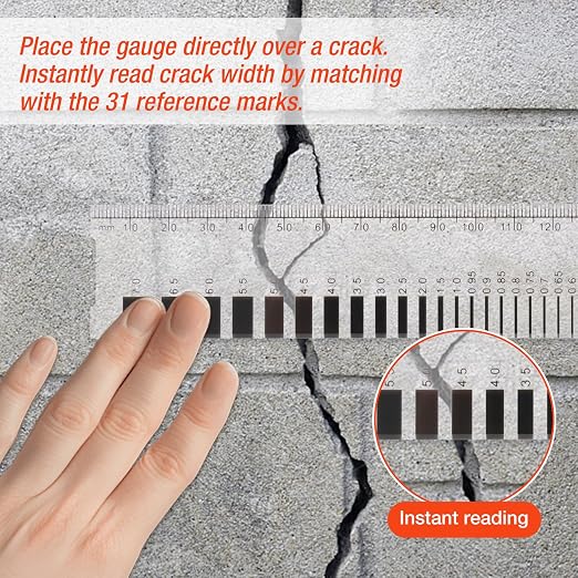 Concrete Crack Width Gauge, Standard Crack Gauge Width Ruler Width Crack Gauge