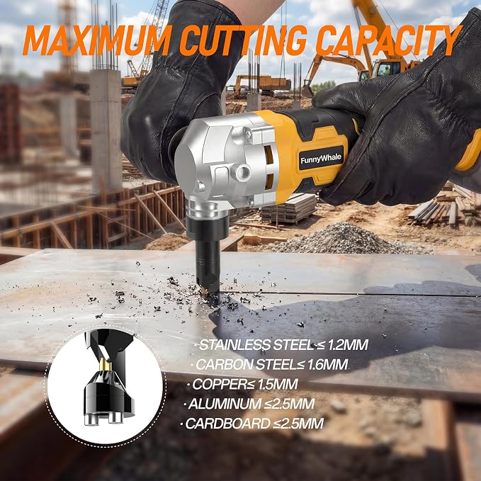 Cordless Metal Nibbler Compatible with Dewalt 20V MAX Battery(No Battery) | 18 Gauge Electric Metal Nibbler with Assist Handle & 2 Blades, 3000RPM Brushless Motor for Stainless Steel, Aluminum