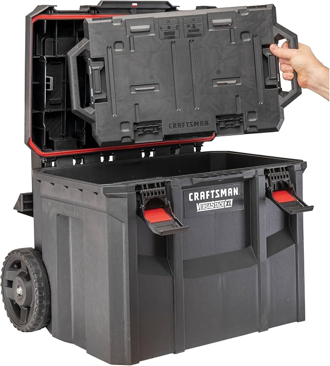 CRAFTSMAN VERSASTACK XL Tool Box with Wheels, Waterproof, Stackable System, Portable Rolling Storage for Indoor/Outdoor Use, 22.5 Inch (CMST21445)