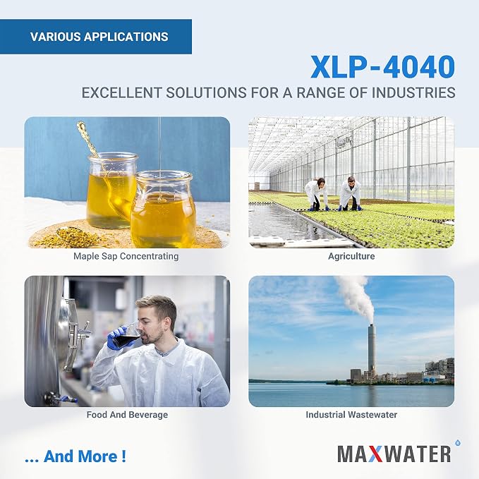 Max Water XLP-4040 Reverse Osmosis 4" x 40" RO Membrane, 2300 GPD | XLP 4040 For Water Purification Desalination Commercial, Industrial, Agricultural