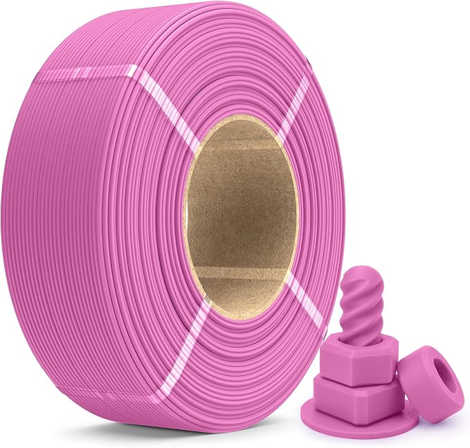 SUNLU PETG Filament Refill 1.75mm 1KG, High Speed 3D Printer Filament Refill, No-Spool Matte PETG Refill for Reusable Spools Compatible with Bambu Labs Filament Printer, 1KG/Roll (Matte Pink)