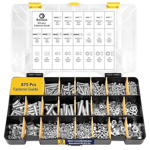 Bonost 3010pcs Hardware Assortment Kit with Assorted SAE & Metric Phillips Head Bolts, and Grade 8.8 Metric Hex Bolt Set with Matching Nuts and Lock Washers (4 Trays)