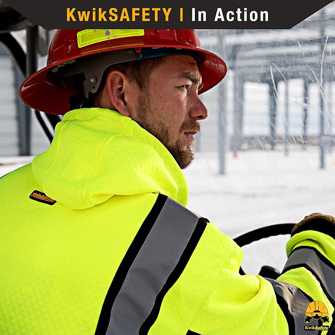 KwikSafety - Charlotte, NC - Men's Fleece Safety Hoodie | PPE Hi Vis Lightweight Reflective Jacket