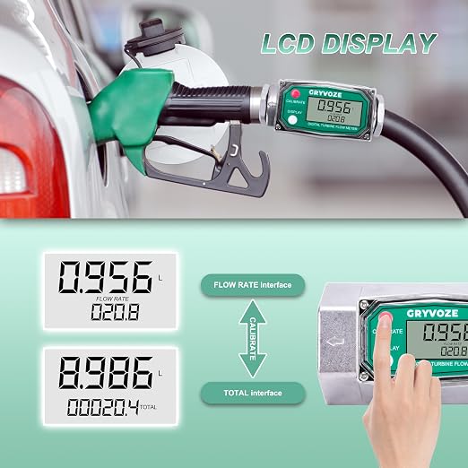 2PCS 2 Inch Digital Turbine Flow Meter, 15.8-132 GPM Inline NPT Thread Fuel Flowmeter with LCD Display for Water, Diesel, Gas Oil, Gasoline and Other Liquids - Supports Gallon, QTS, PTS, L, m³