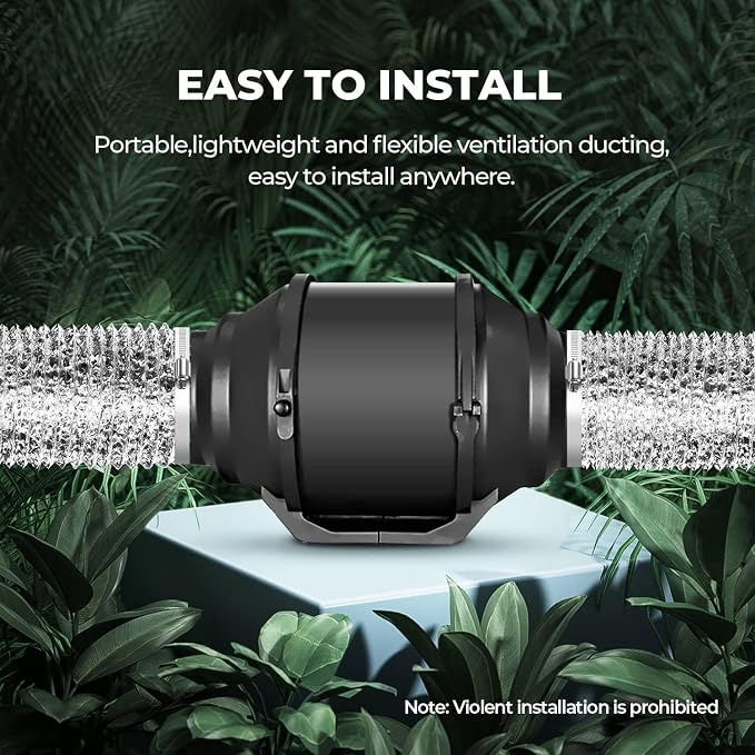 Simple Deluxe 14 Inch 25 Feet Ducting, Non-Insulated Flex Air Aluminum Foil Duct for Dryer Vent Hose, Heating, Cooling, Ventilation, Exhaust, 2 Clamps Included, Silver