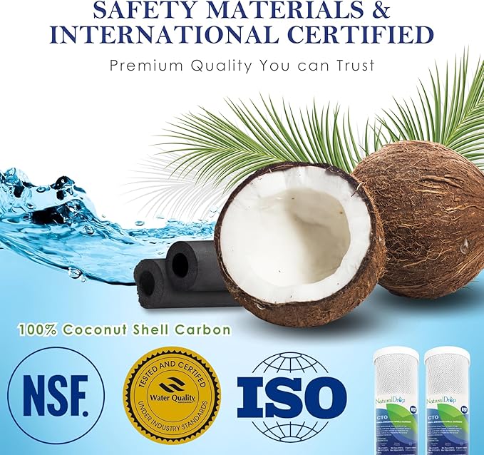 NSF Certified 5 Stage Reverse Osmosis RO Water Filters Replacement Set | 100 GPD, RO Membrane, Standard 10 Inch, Inline Water Filter with 1/4-Inch Quick-Connect (CTO*2, PP*1, AIC-RO*1, RO*1)