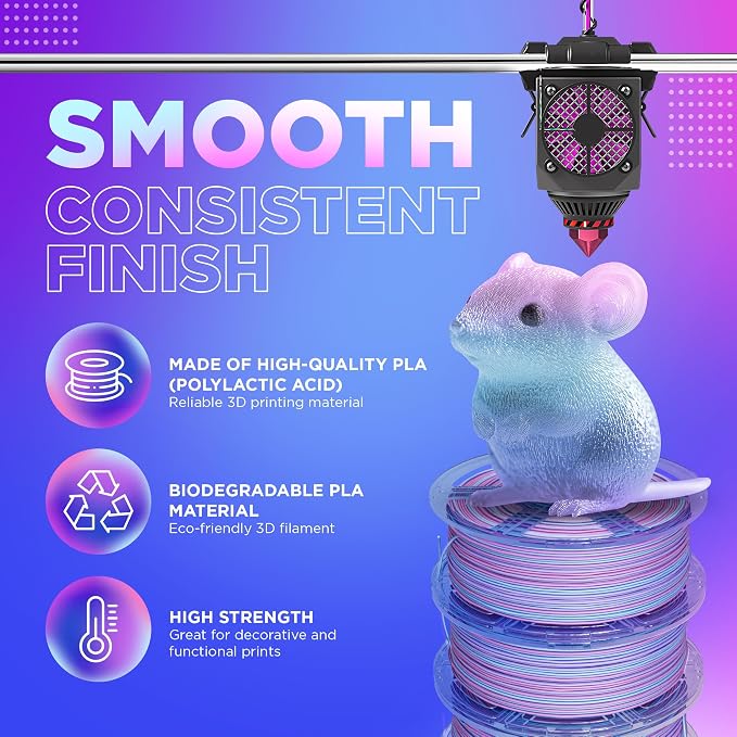 Cookiecad PLA Filament 1.75mm 1kg Rainbow Multicolor 3D Printer Filament - Unicorn PLA