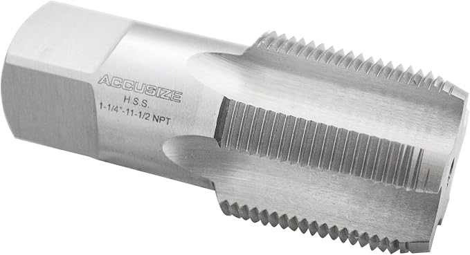 Accusize 1-1/4"-11-1/2 HSS Taper Pipe Tap - NPT, NPT-1-14 | 1-1/4"-11-1/2", 5 Flutes, 4" OAL, HSS Taper Pipe Tap - NPT