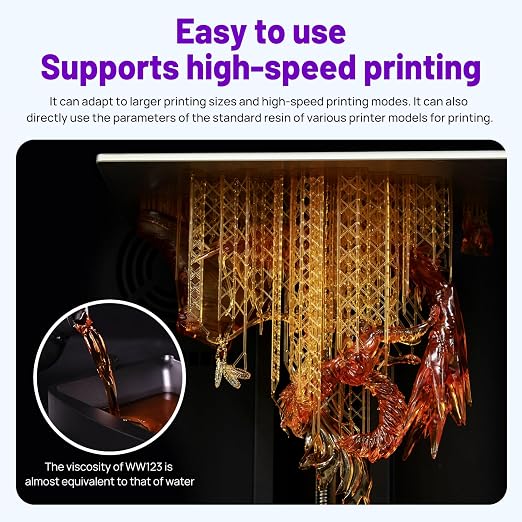 RESIONE Water-Washable 3D Printer Resin, Clear Flaming Orange, – Low Odor, Fast Curing, High Precision Photopolymer Resin for LCD DLP MSLA, Easy to Clean with Water, Beginner Friendly, 1KG