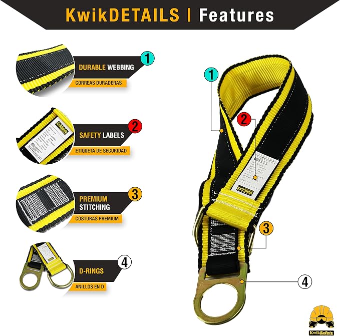 KwikSafety - Charlotte, NC - Gibbon Grip 10 ft Safety Anchor Cross Arm Strap Beam Choker ANSI Fall Arrest System Web Pass Thru Double D Ring Anchorage Sling OSHA Protection Harness Lanyard