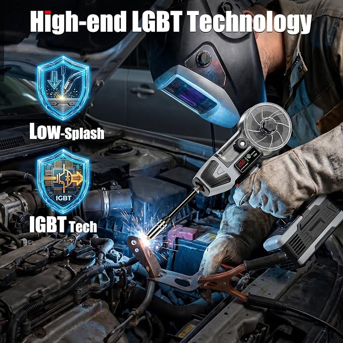 2 in 1 Handheld MIG and Stick Welder:250A Portable Welding Machine 110V Gasless Flux Core Wire Feed w/IGBT Inverter & MMA ARC Welder Gun w/LCD Display, 3.97 lbs for .032"/.040" Wire and 3/32"-1/8" Rod