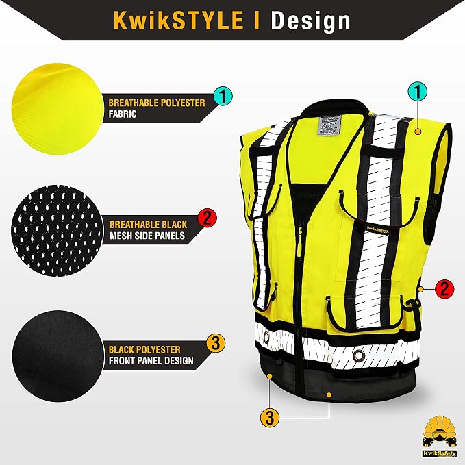 KwikSafety GODFATHER Safety Vest Class 2 & Class 3 ANSI OSHA Hi Vis Vest