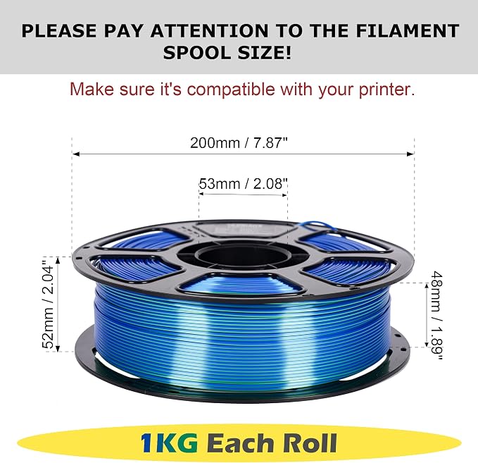 Silk Dual Color Filament Bundle 4KG, Shiny 3D Printer Filament 1.75mm Bulk, Dimensional Accuracy +/- 0.02mm, Individually Vacuum Packed, Bicolor PLA Filament Pack, 4 Spools 1KG Each