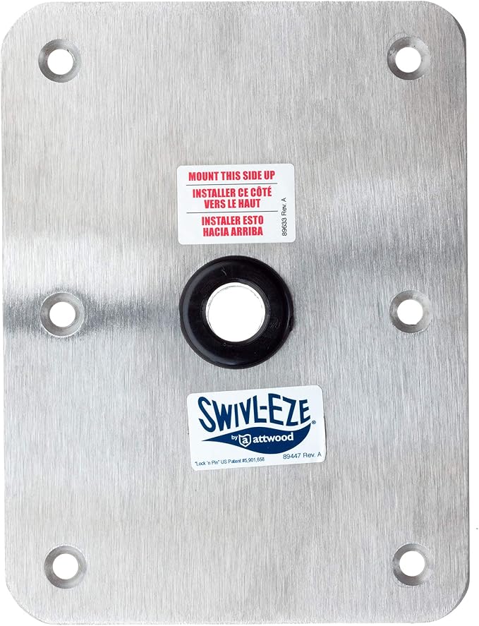 Attwood SP-66839 Swivl-Eze Lock'N-Pin Stainless Steel Non-Threaded Boat Seat Post Base, One Size