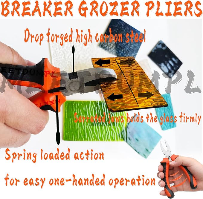 26pcs Stained Glass Kit，Glass Cutters Tools，Stained Glass Supplies,Heavy Duty Glass Running Pliers，Wheeled Glass Nippers，Breaker Grozer Pliers，Glass Cutter，for Stained Glass,Mosaics,Fusing,Breaking(3)