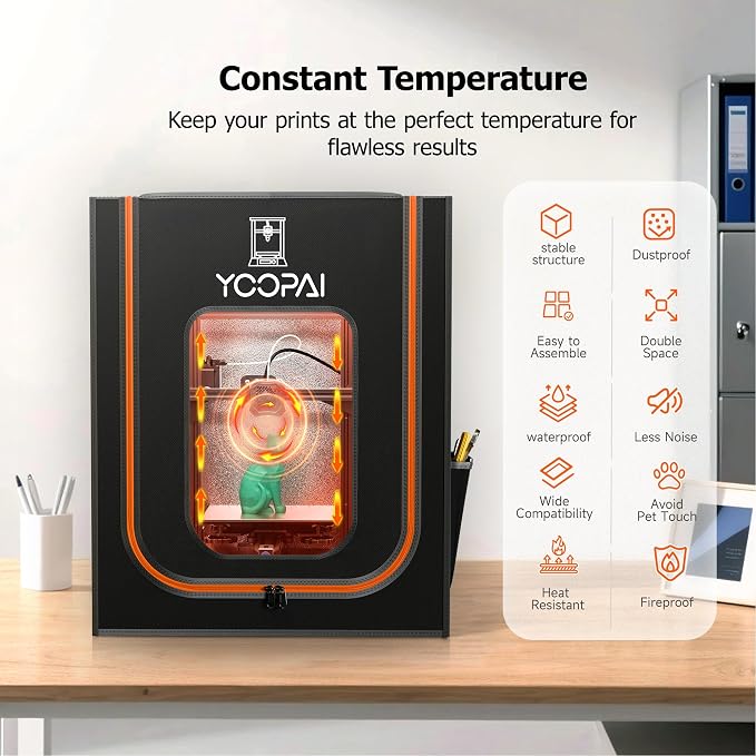 Large 3D Printer Enclosure with LED Light, Fireproof Dustproof Tent Constant Temperature Protective Cover for Ender3 Max Neo/Ender3 S1 Plus/Ender 5/ Pro/Plus/Neptune 4 Plus/CR-10/10S PRO10 Mini/CR-X