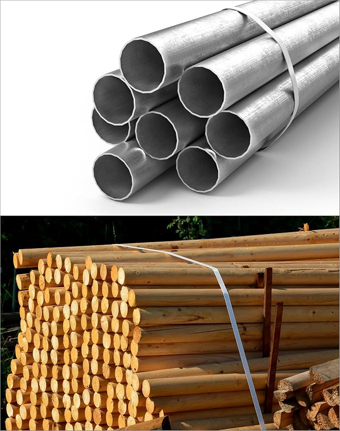 QWORK 3/4" x 1640' Woven Cord Strapping Roll, Heavy Duty Polyethylene Braided Rope Strap Roll, 1830 lb Strong Break Strength 6" x 3" Core, Strength and Flexibility, White