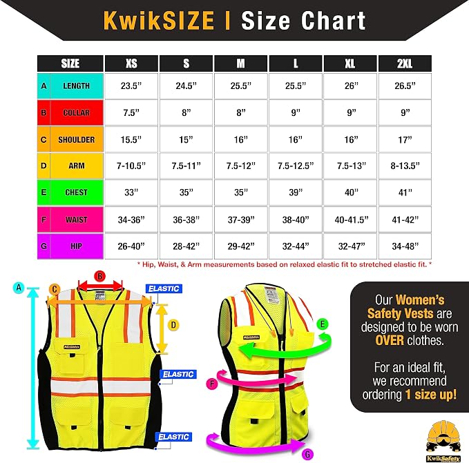KwikSafety FIRST LADY Safety Vest for Women [Yellow, XS] + TORTOISE Full Brim Hard Hat Bundle