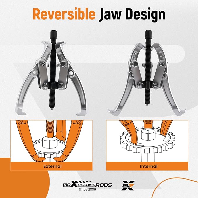 maXpeedingrods 3" 4" 6" 8" Gear Puller Set, 2 Jaw & 3 Jaw Bearing Puller Kit with Ratchet Wrench, 72pcs Reversible Jaw Gear Pulling Tool for Internal External Bearing Gear Pulley Flywheel Removal