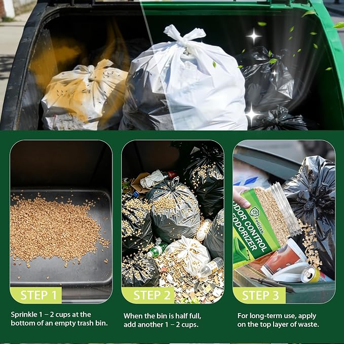 1.5 lbs Outdoor Trash Can Deodorizer, Heavy Duty Garbage Can Odor Eliminator & Moisture Absorber for Outdoor Trash Cans, Recycling Bins & Waste Containers, Long Lasting Odor Control