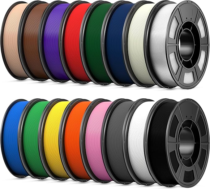 PETG Filament 1.75mm 250G*16, 3D Printer Filament Bundle, High Strength & Tangle-Free, Dimensional Accuracy +/- 0.03mm, Easy to Use, Fit for Most FDM 3D Printers, 0.25KG Spool,16 Packs Bundle