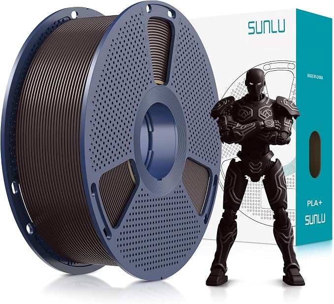 SUNLU PLA Plus Filament 1.75mm Black 1KG, Neatly Wound 3D Printer Filament 1.75mm, PLA+ 1000g, Dimensional Accuracy +/- 0.02 mm, Fit Most FDM 3D Printers, 1kg Spool (2.2lbs), Roasted Chestnut Black
