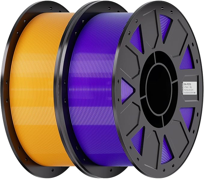 Creality Ender PETG 3D Printer Filament 1.75mm 2KG (4.4bs), High Precision, Strong Toughness, Odorless, Better Flow, Moistureproof 3D Printing Ender PETG Filament, Yellow & Purple