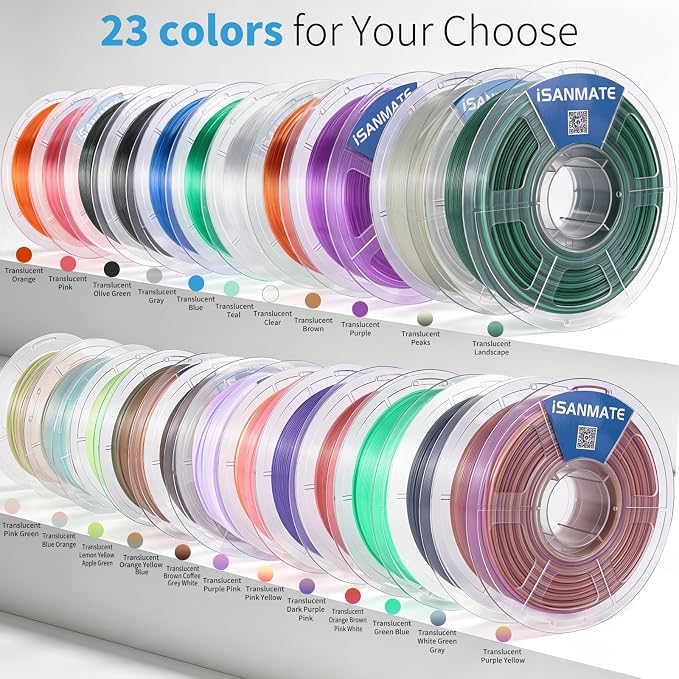 iSANMATE Rapid PETG Translucent Blue 3D Printer Filament 1.75mm,50-400mm/s High Speed Clear PETG Filament,Dimensional Accuracy ±0.02mm Specifically Designed for Lamps for Bambu Lab 3D Printers
