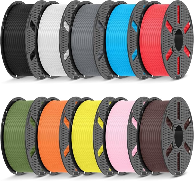 JAYO PLA 3D Printer Filament Bundle 11KG, PLA Filament 1.75mm Bulk, 10 Pack 1.1kg Spool (Black,White,Gray,Pri-Cyan,Cherry Red,Olive Green,Sunny Orange,Pri-Yellow,Sakura Pink,Chocolate)