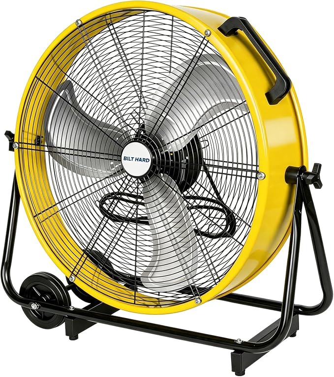 BILT HARD 24" 8100 CFM High Velocity Industrial Drum Fan, 3-Speed Heavy Duty Metal Shop Fan for Garage, Warehouse, Workshops, Factory and Basement, UL Listed