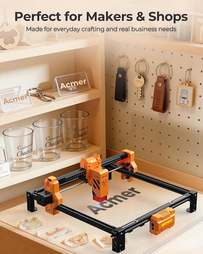ACMER Laser Engraver Machine, Upgrade S2 7000mW Laser Cutter, 0.01mm Precision, 300×300mm Engraving Area, 10000mm/min Speed, for Wood, Metal, Acrylic, Leather, DIY & Education