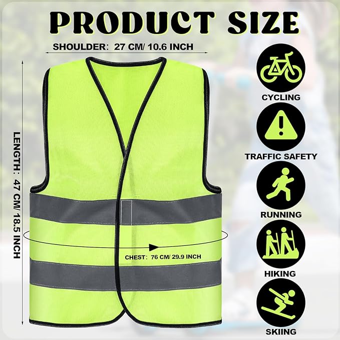 Zhanmai 40 Pcs Kids Safety Vest Bulk High Visibility Reflective Construction Vest with Strips Neon for Traffic Child Outdoor (Yellow)