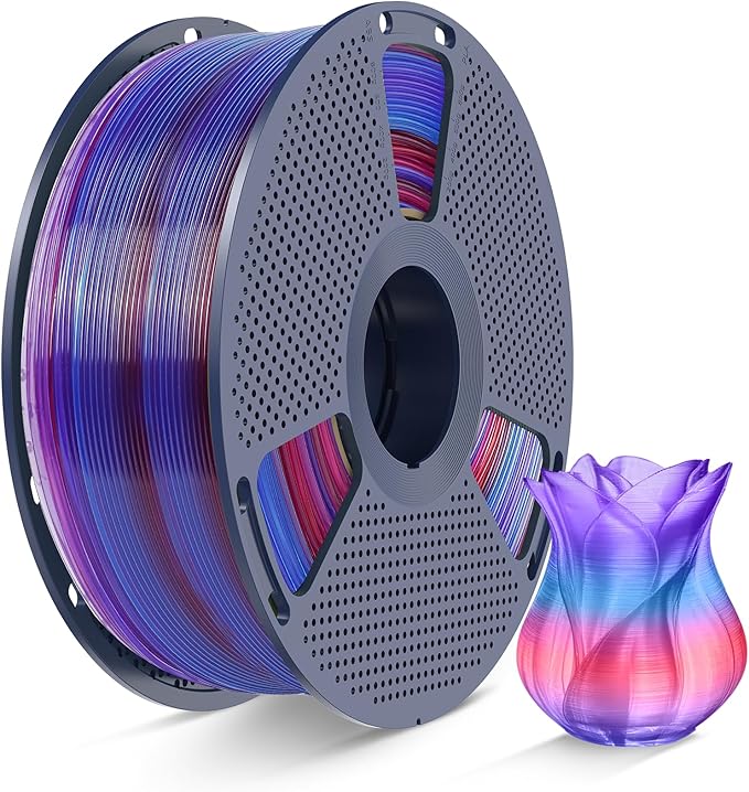 SUNLU Transparent Rainbow PLA Filament 1.75mm, Multicolor Gradient 3D Filament, Neatly Wound 3D Printing Filament, Dimensional Accuracy +/-0.02mm, 1KG Spool(2.2 lbs), Transparent Rainbow PLA 02