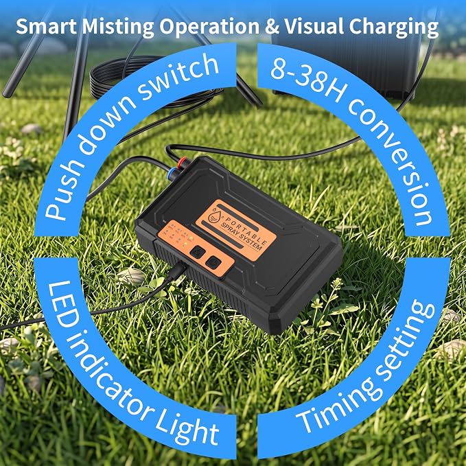 WESTTREE Standing Misters for Outside Patio, 4 Gallon Large Bucket Water Mister & Pump, 4+4 Spray Modes,Adjustable Height15FT Patio Portable Misters for Cooling Outdoor Camping Pool Backyard Garden