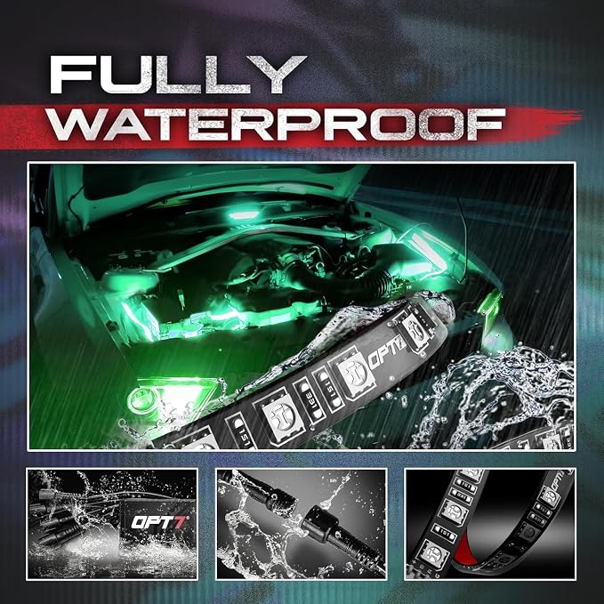 OPT7 Amber Grille Lights & Multicolor 12" Engine Bay Lignts Bundle Kit for Tacoma TRD 2016-2023, Truck Front Grill Lighting Pod, Under Hood LED Strip Decoration