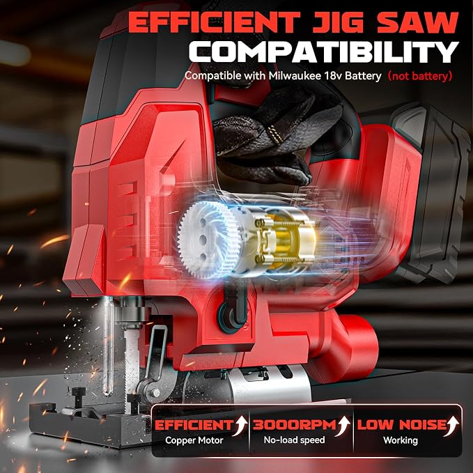 Ecarke 70W Cordless LED Work Light Compatible with Milwaukee 18V Battery & Cordless Jig Saw Compatible with Milwaukee 18V Battery
