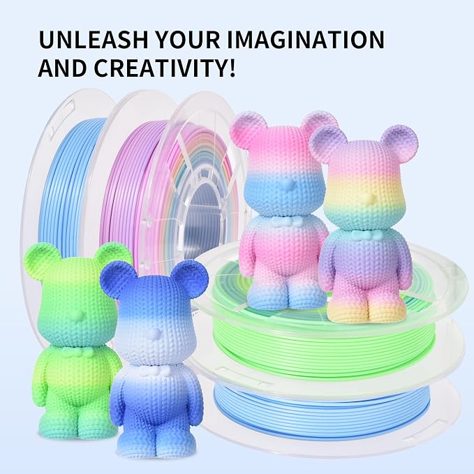RAMBERY Matte Rainbow PLA Filament Multicolour 3D Printer Filament Bundle Fast Color Change Matte Muticolor Filament, 1.75mm +/- 0.02mm 200gX 4 Spools (1.76 lbs)