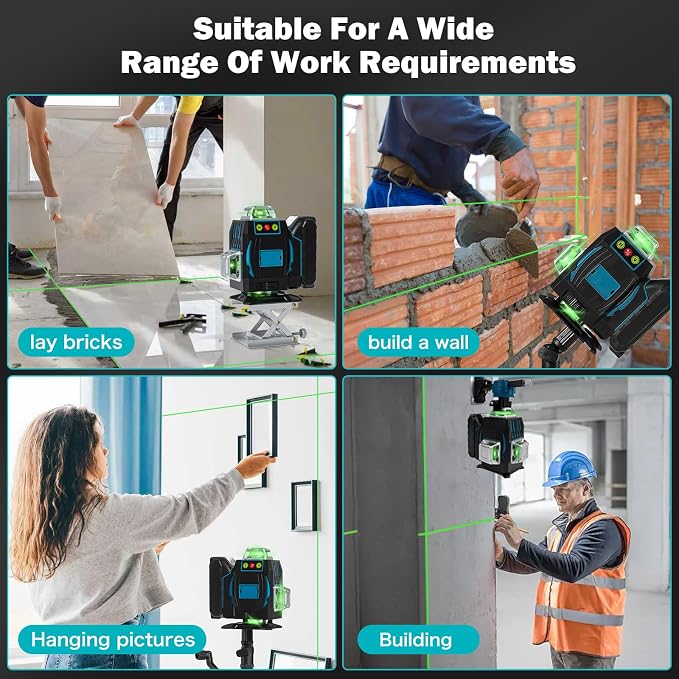 4x360° 16 Lines Laser Level with Remote&APP Control, Rechargeable Green Laser Cross Line Lazer with Tripod, Magnetic Bracket，4D Level Laser Tool for Construction, Picture Hanging, Home Renovation