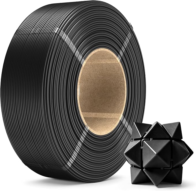 SUNLU PLA+2.0 3D Printer Filament Refill 1.75mm, 1KG Black | High Toughness PLA+ Filament, No Spool Refill for Reusable Spools, Compatible with Bambu Lab 3D Printers, Black