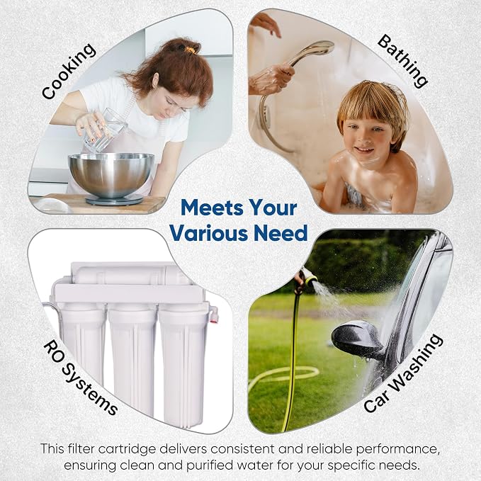 1 Micron 2.5" x 10" Whole House CTO Carbon Water Filter Cartridge Replacement for Under Sink Water Filter System, Dupont WFPFC8002, WFPFC9001, FXWTC, SCWH-5, WHEF-WHWC, WHCF-WHWC, AMZN-SCWH-5, 4Pack