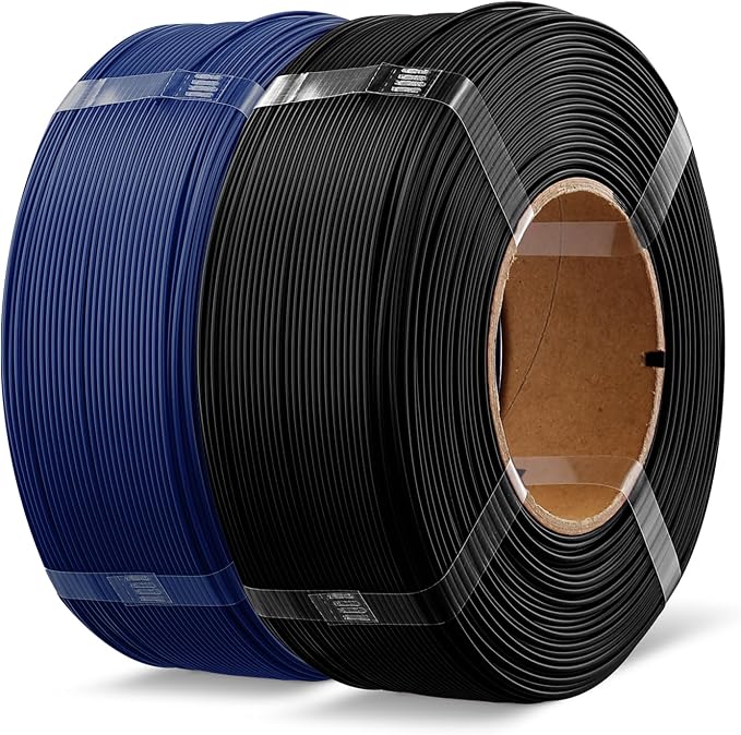 OVERTURE 2KG Bundle High Speed Refill PLA+ 3D Printer Filament 1.75mm, Upgraded Rapid PLA 2.0 with Enhanced Toughness & Stability, 2 Pack 1kg (2.2lb) Refilament for Bambu Lab (Black+Blue)