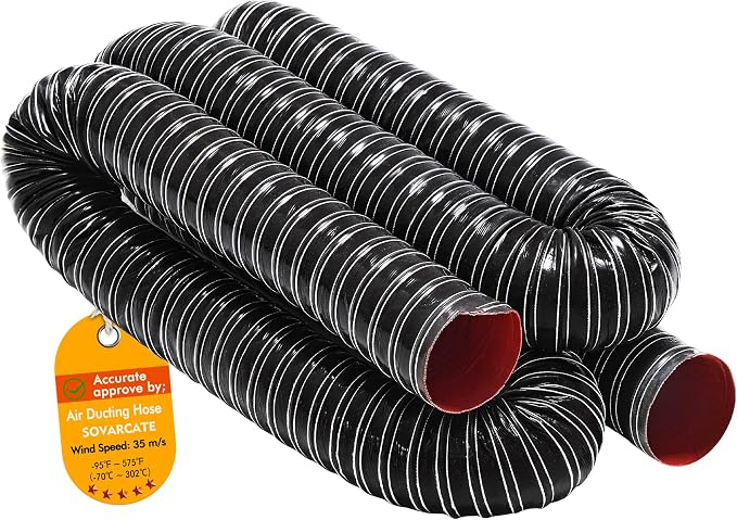 2 in Intake Hose Automotive Air Duct Hose Length 4 Meter (13.3 Feet) Double-layer Silicone Flexible Brake Cooling Ducting Induction vacuum hose for Air System (Black)